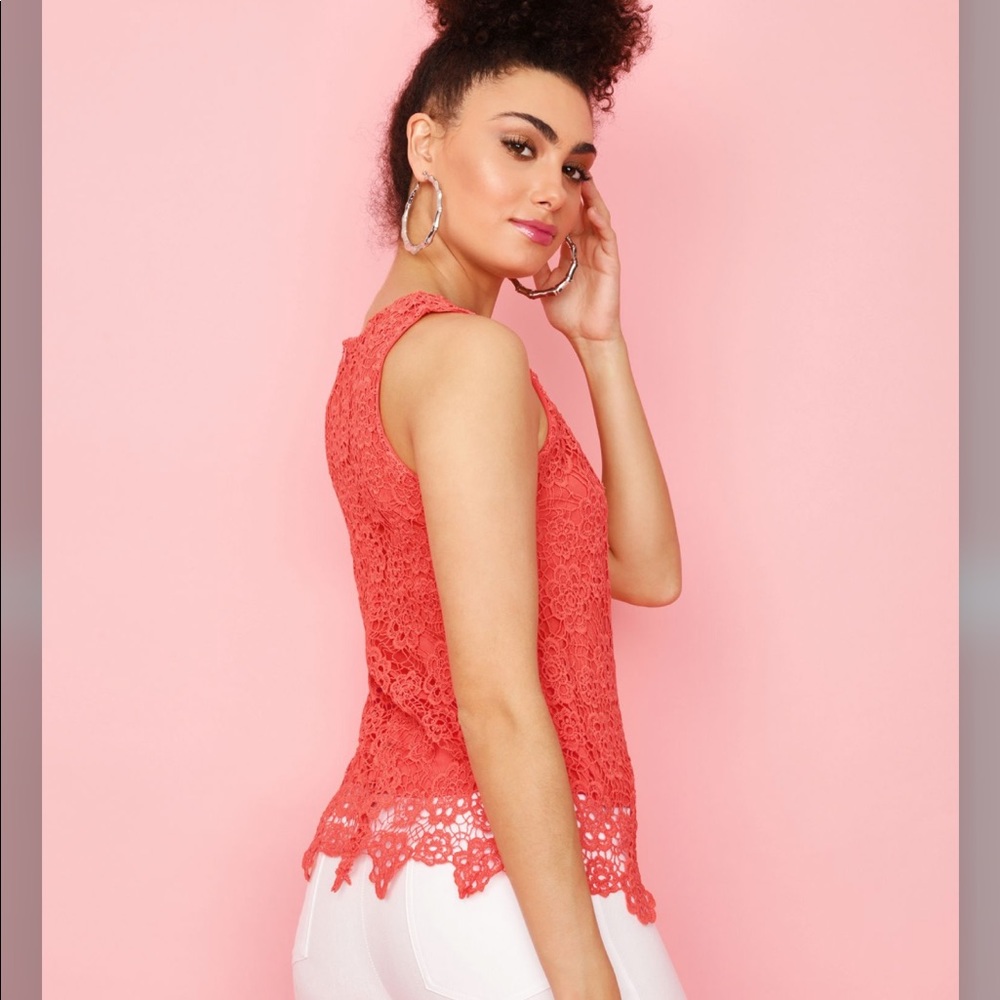 Nanette Lepore Rosetta Floral Lace Blouse Top Pink